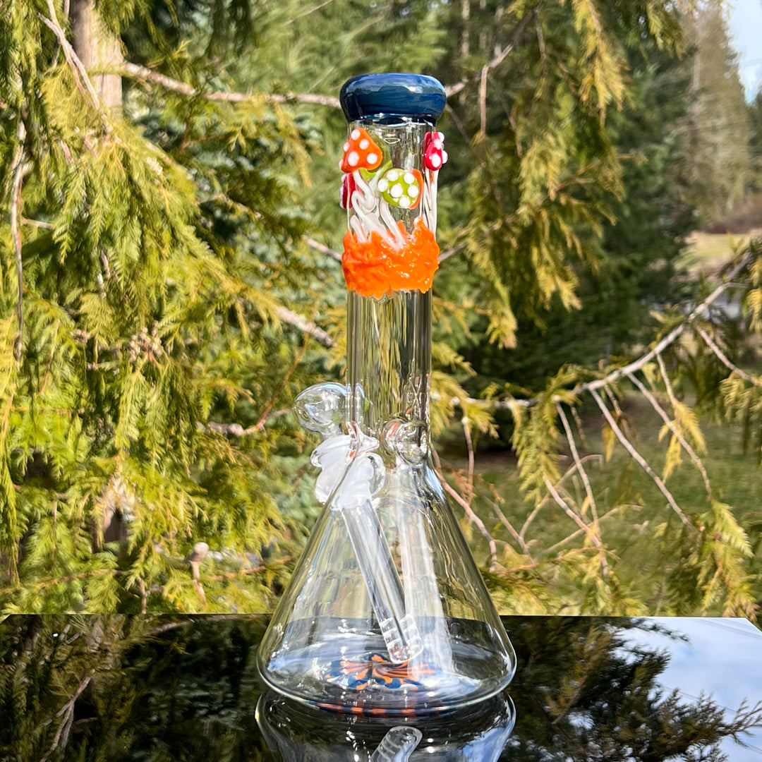 11" Mushroom Swirl Beaker Bong Glass Pipe Mary Jane's Glass