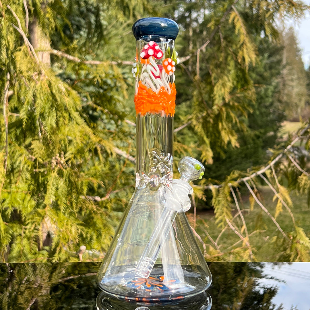 11" Mushroom Swirl Beaker Bong Glass Pipe Mary Jane's Glass