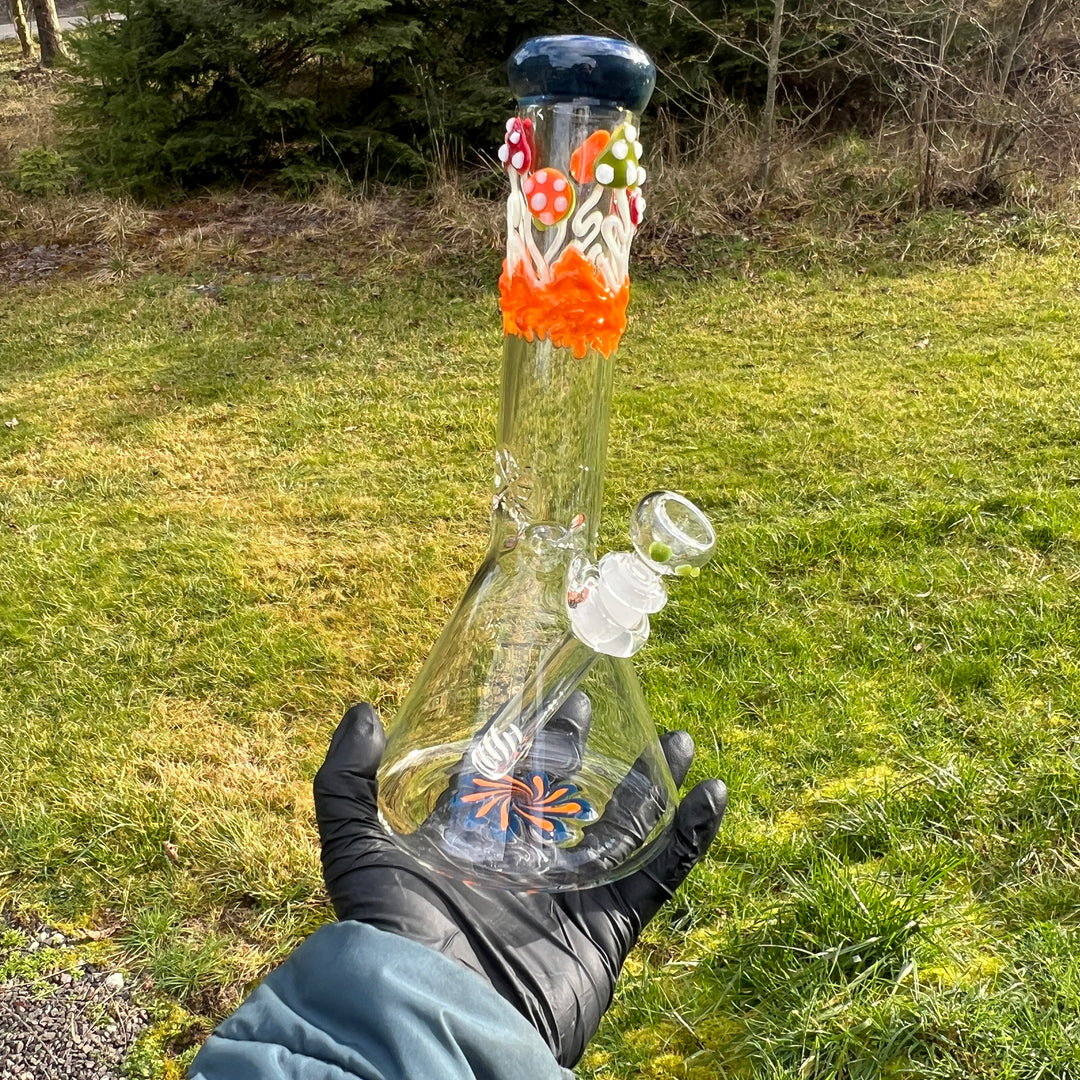 11" Mushroom Swirl Beaker Bong Glass Pipe Mary Jane's Glass