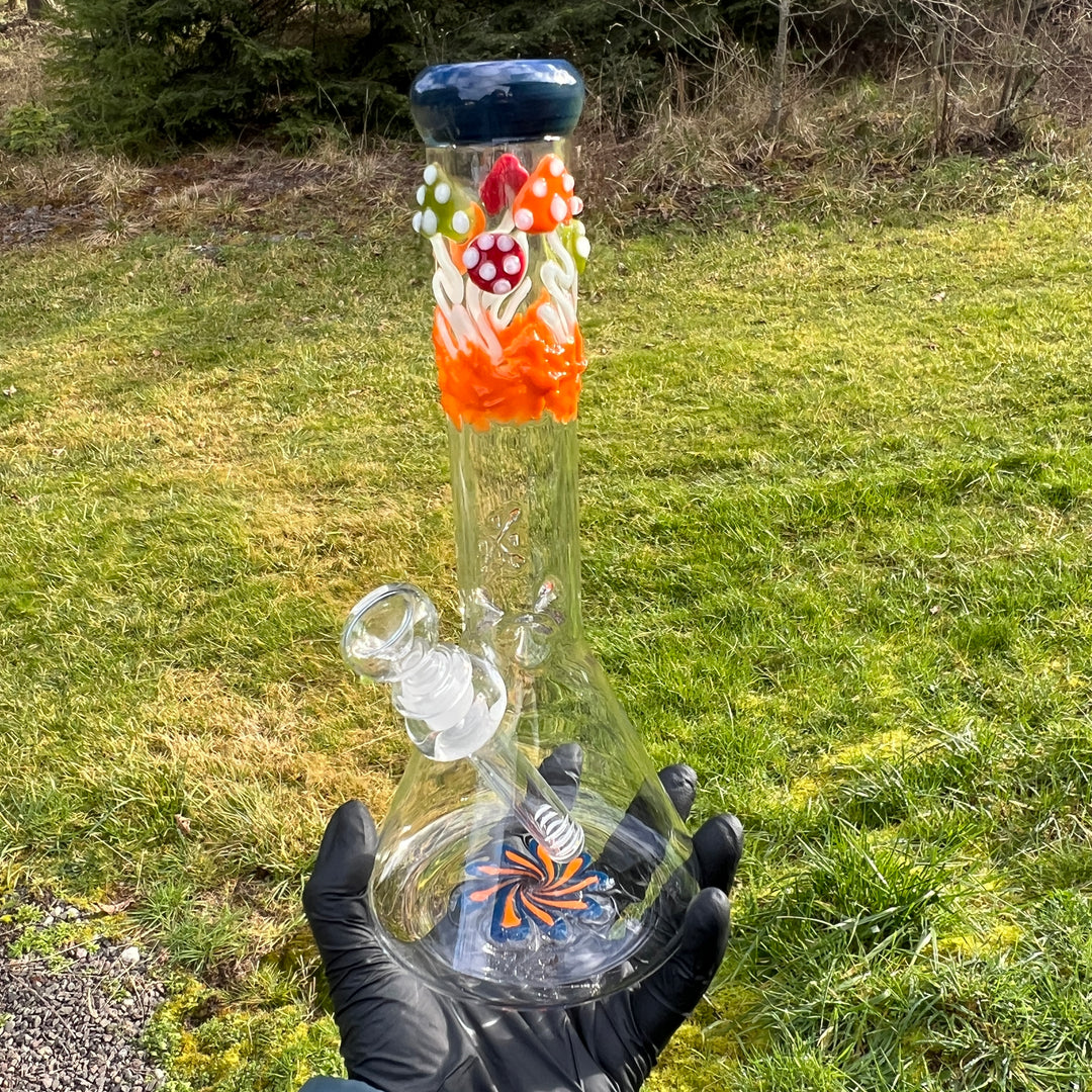 11" Mushroom Swirl Beaker Bong Glass Pipe Mary Jane's Glass