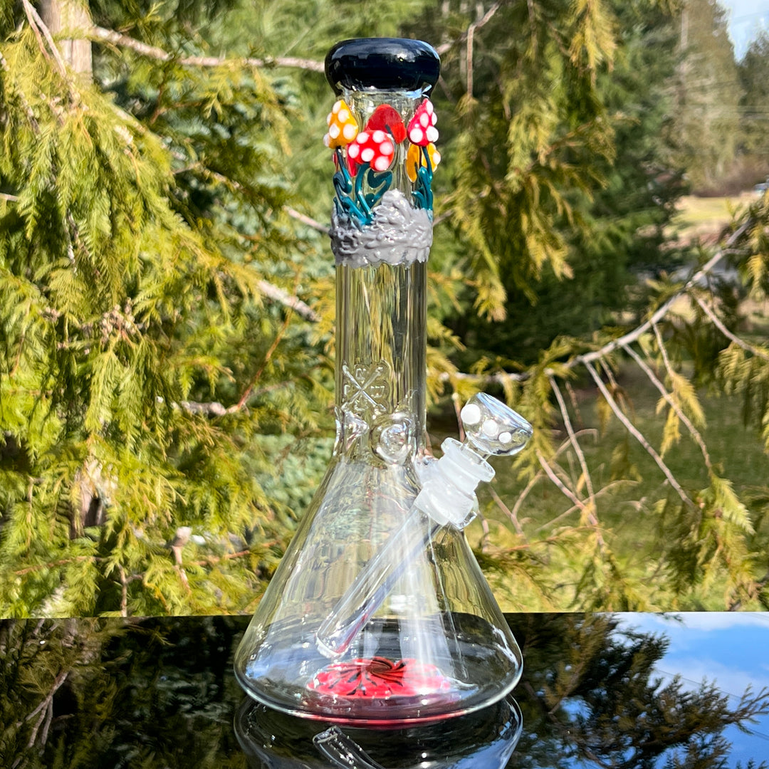 11" Mushroom Swirl Beaker Bong Glass Pipe Mary Jane's Glass