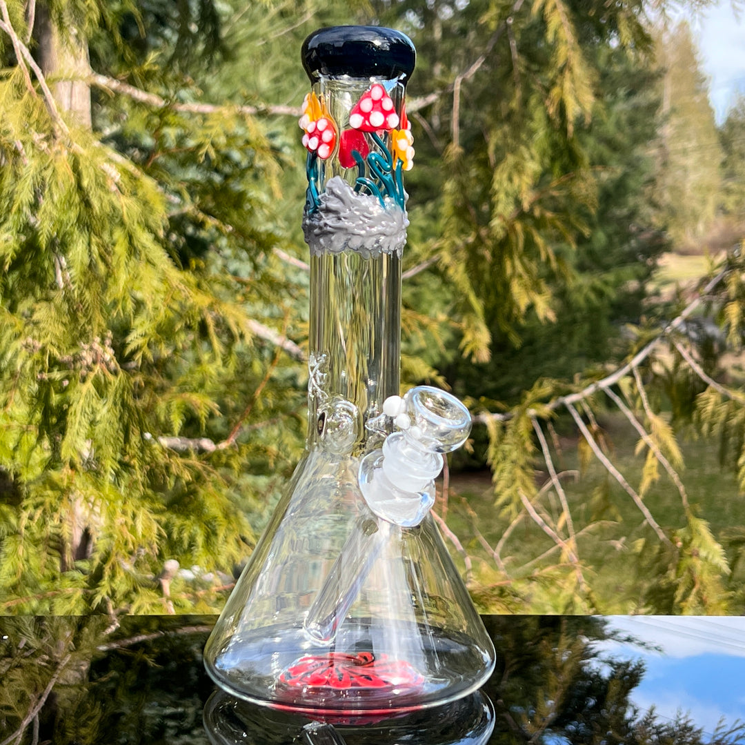 11" Mushroom Swirl Beaker Bong Glass Pipe Mary Jane's Glass