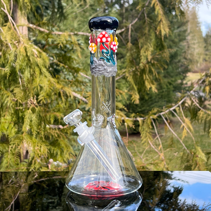 11" Mushroom Swirl Beaker Bong Glass Pipe Mary Jane's Glass