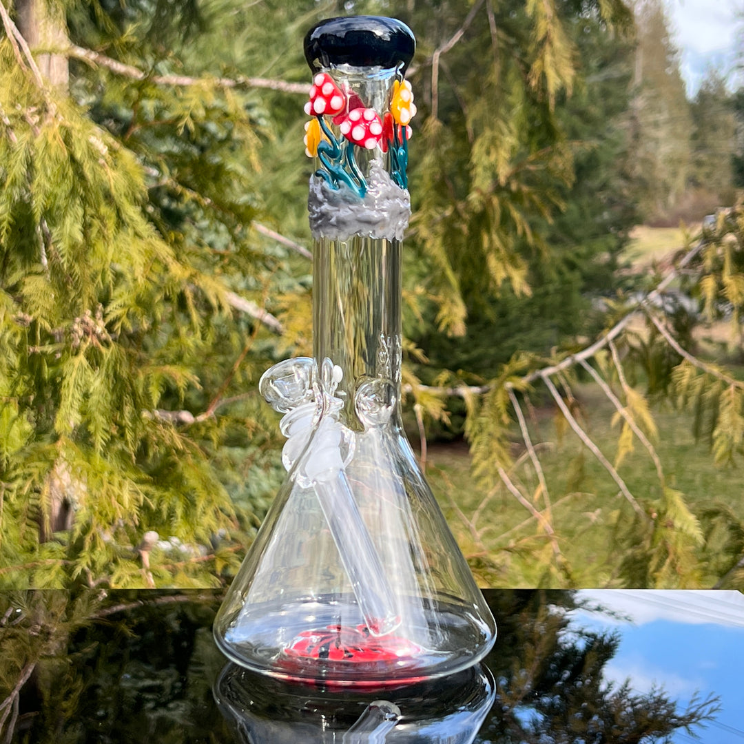 11" Mushroom Swirl Beaker Bong Glass Pipe Mary Jane's Glass