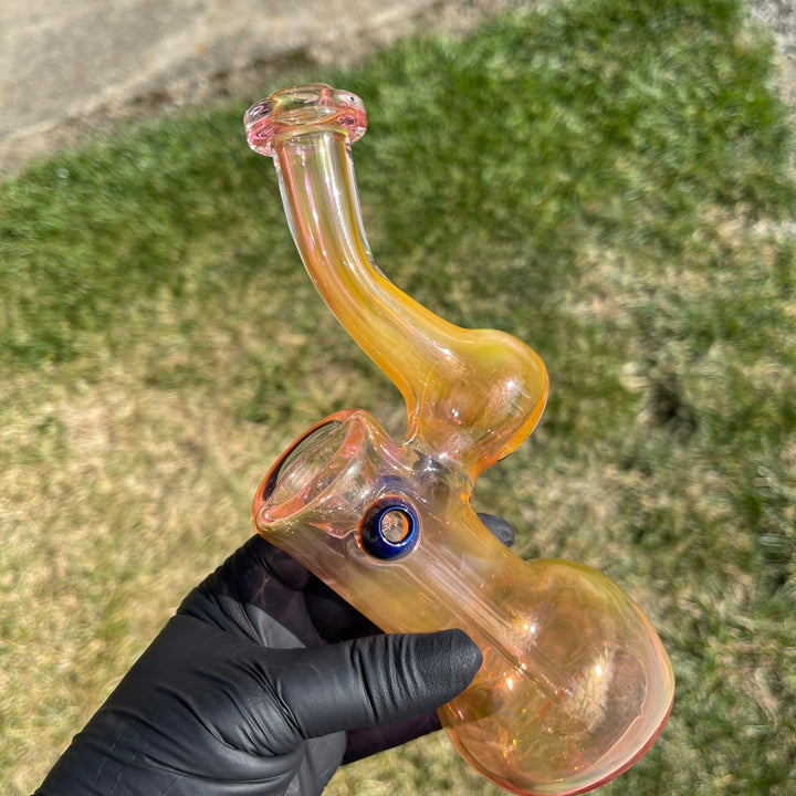 Gold Fume Sherlock Bubbler Glass Pipe Cose Glass   