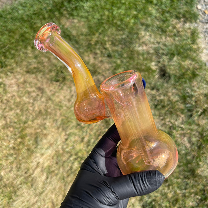 Gold Fume Sherlock Bubbler Glass Pipe Cose Glass   