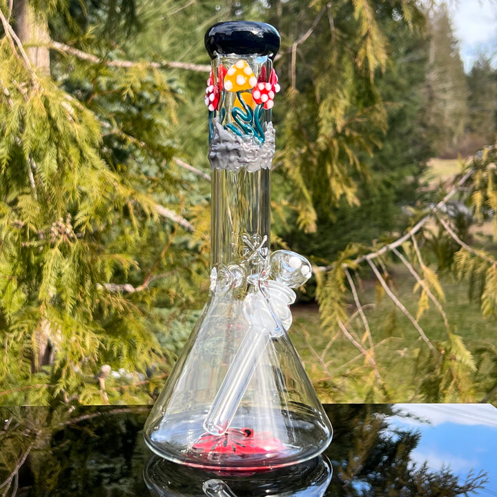 11" Mushroom Swirl Beaker Bong Glass Pipe Mary Jane's Glass