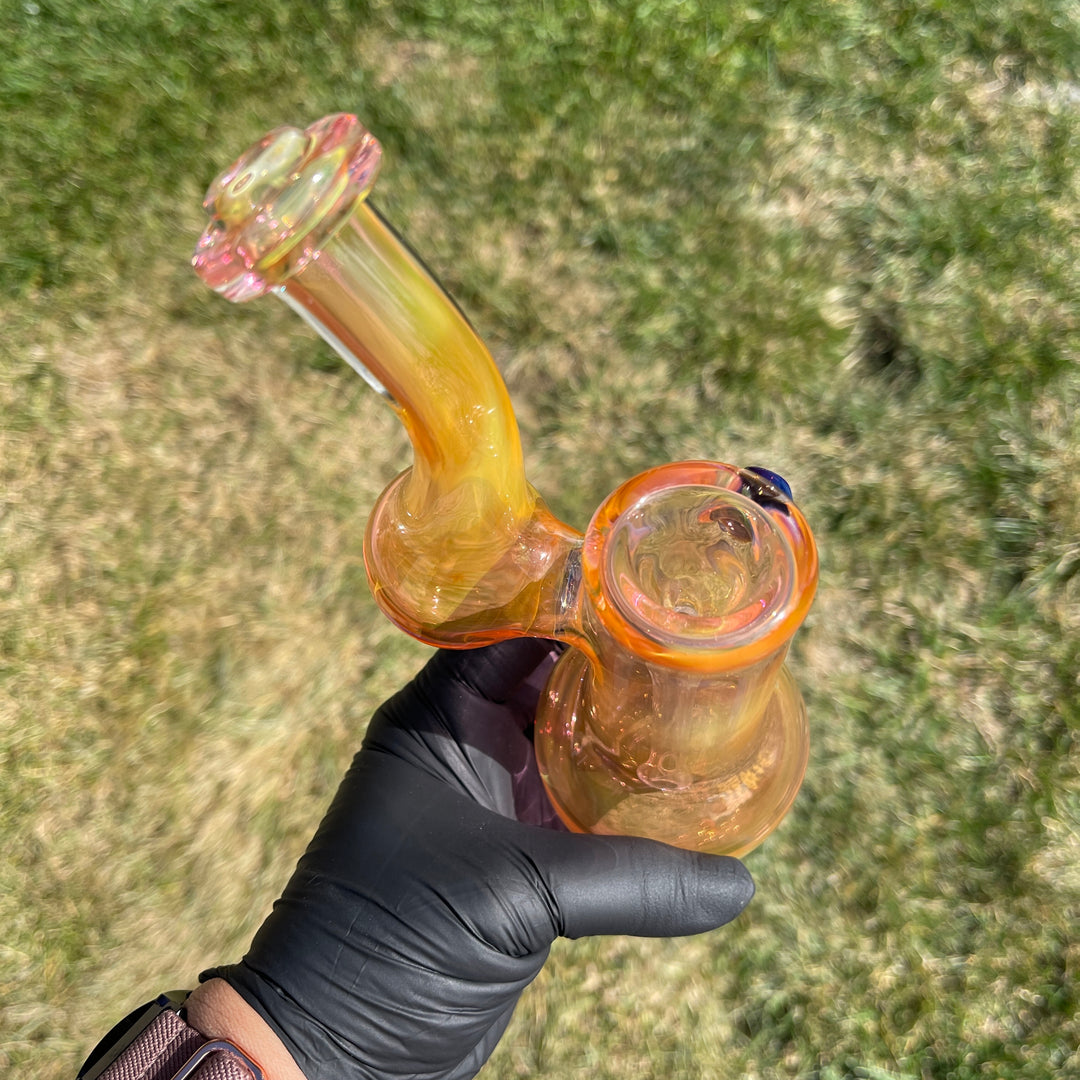 Gold Fume Sherlock Bubbler Glass Pipe Cose Glass   