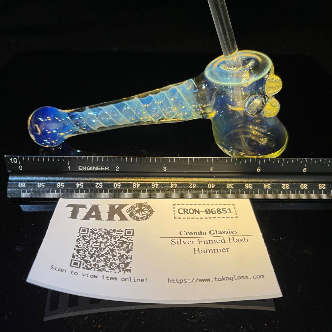 Silver Fumed Hash Hammer Glass Pipe Crondo Glassics   