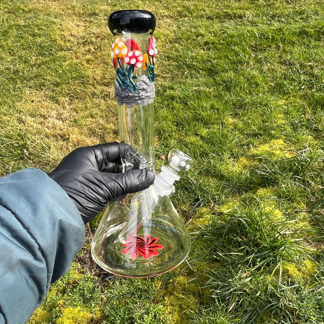 11" Mushroom Swirl Beaker Bong Glass Pipe Mary Jane's Glass