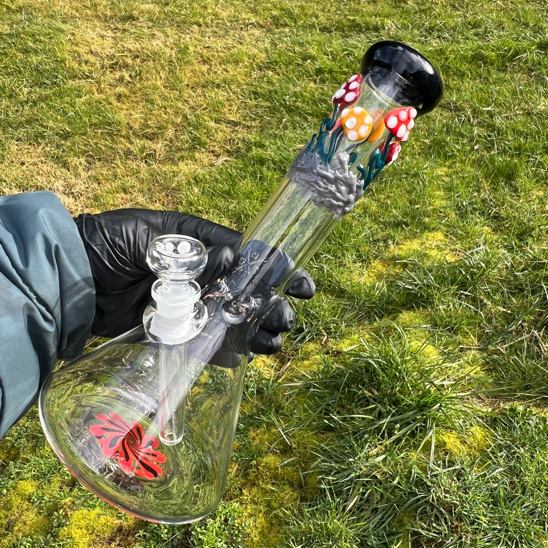 11" Mushroom Swirl Beaker Bong Glass Pipe Mary Jane's Glass