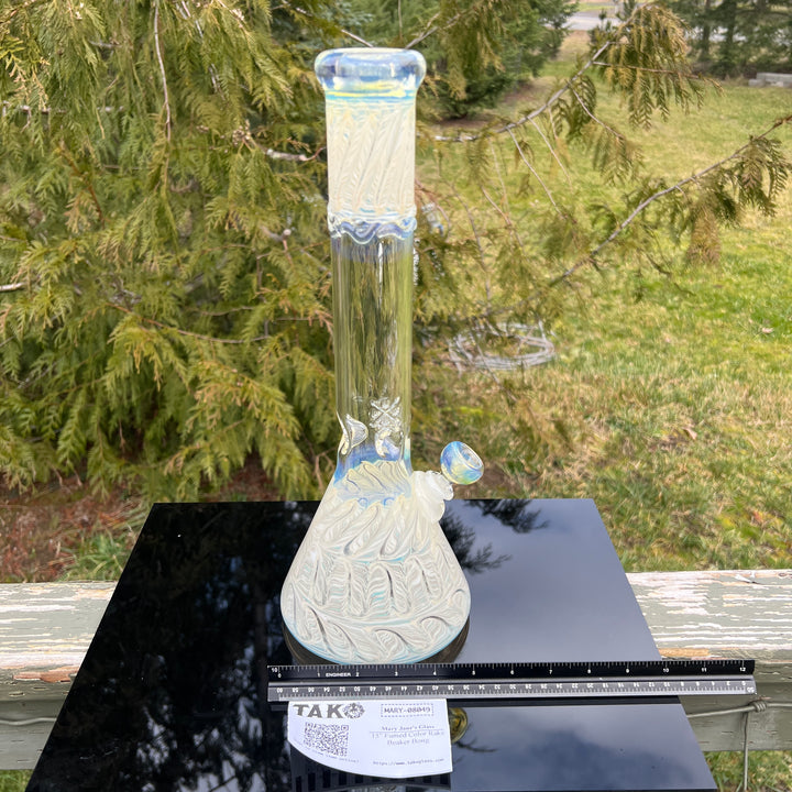 15" Fumed Color Rake Beaker Bong Glass Pipe Mary Jane's Glass