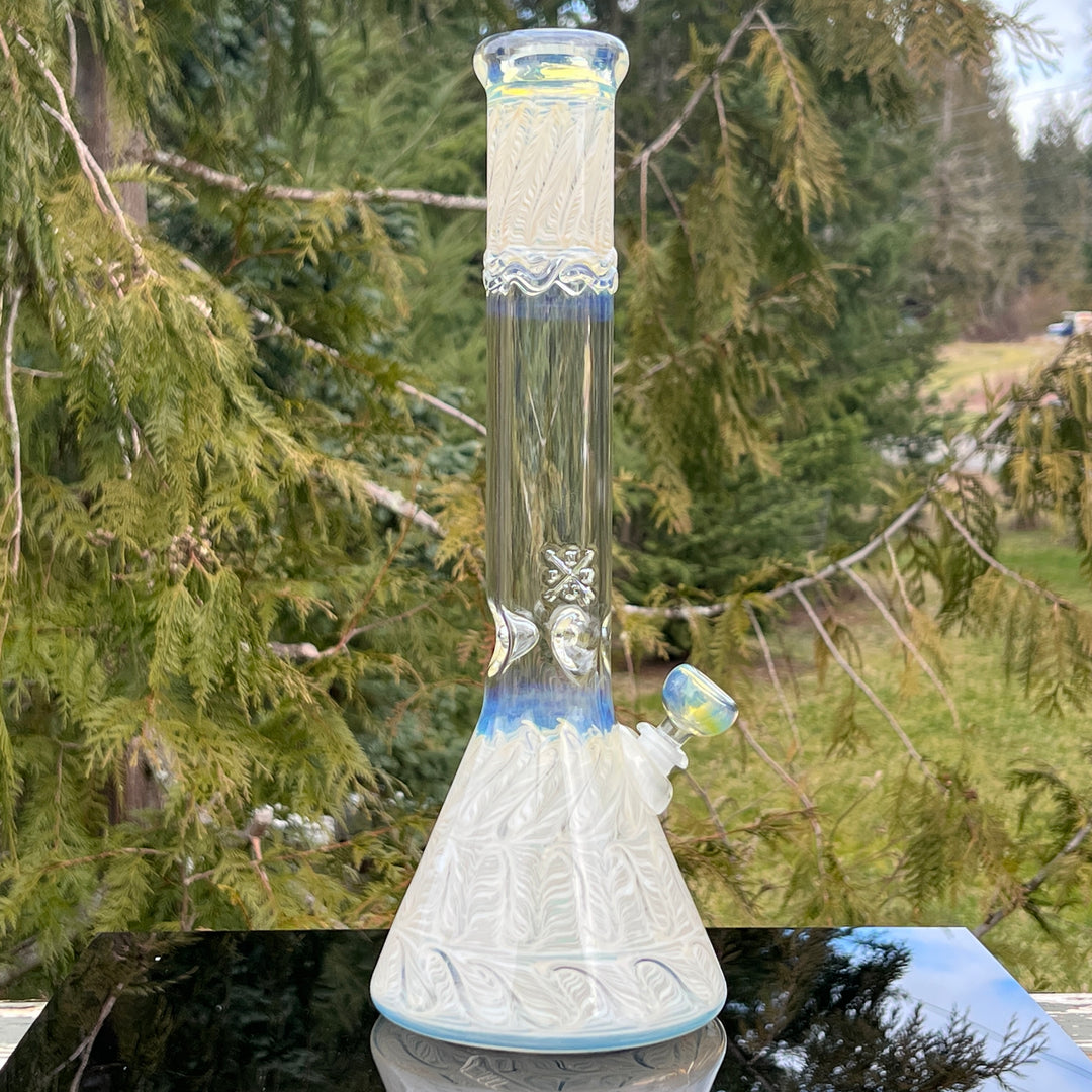 15" Fumed Color Rake Beaker Bong Glass Pipe Mary Jane's Glass