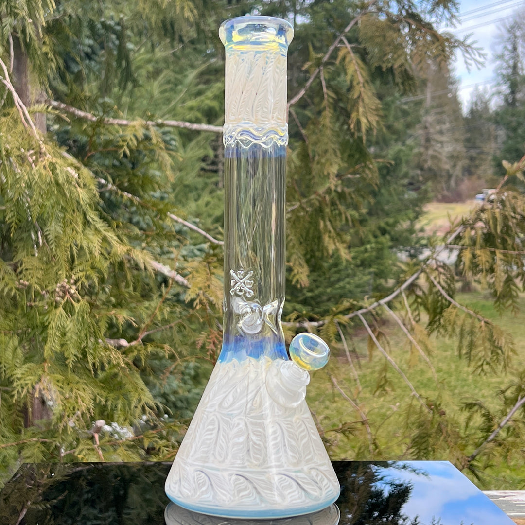 15" Fumed Color Rake Beaker Bong Glass Pipe Mary Jane's Glass