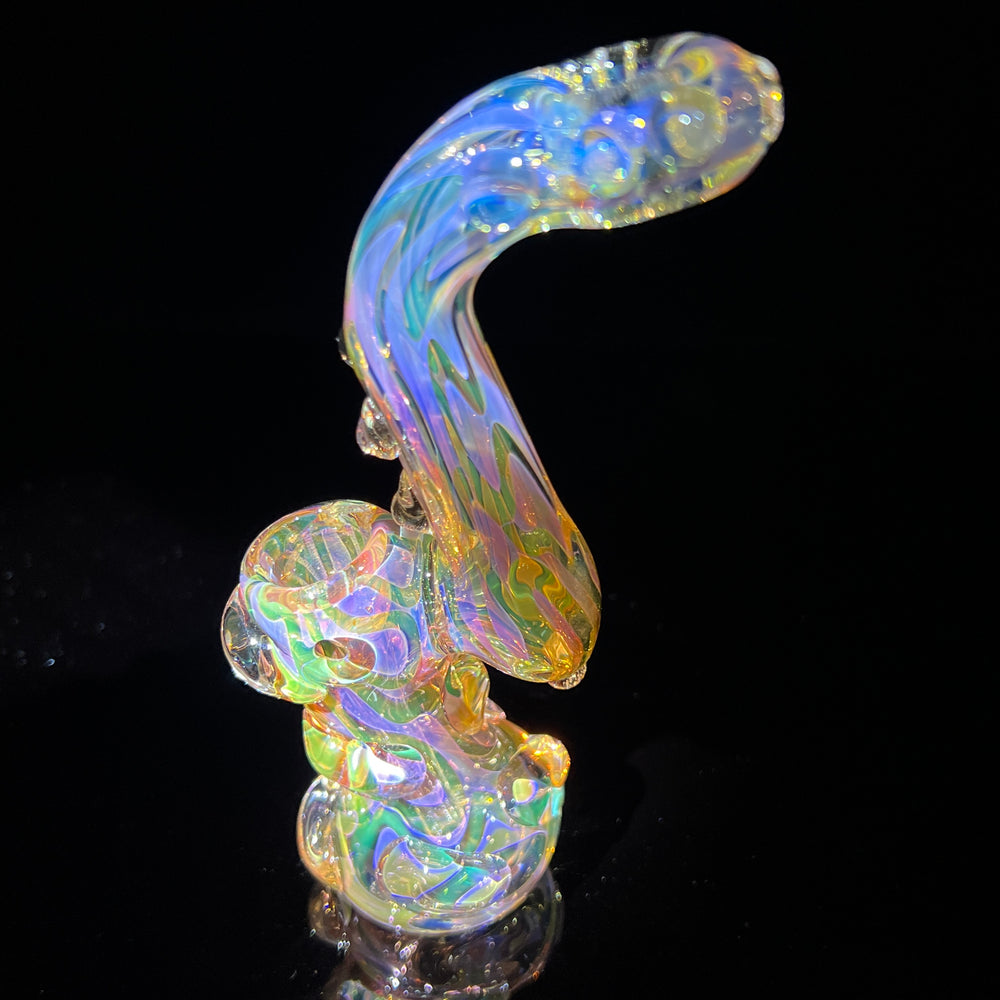 Gold Silver Fume Standup Sherlock Bubbler Water Pipe TG   