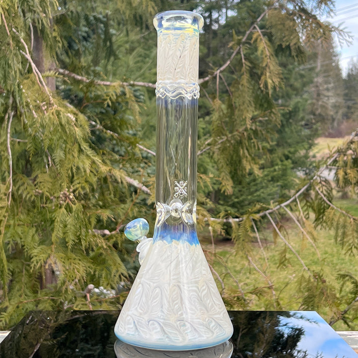 15" Fumed Color Rake Beaker Bong Glass Pipe Mary Jane's Glass