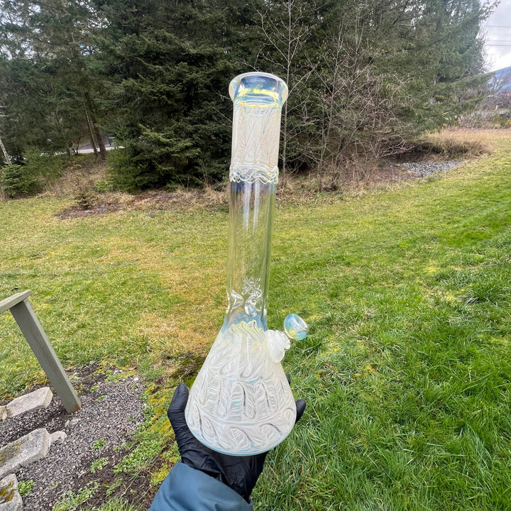 15" Fumed Color Rake Beaker Bong Glass Pipe Mary Jane's Glass