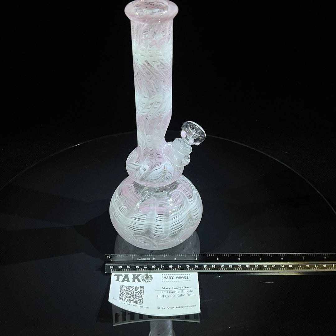 11" Double Bubble Full Color Rake Bong Glass Pipe Mary Jane's Glass