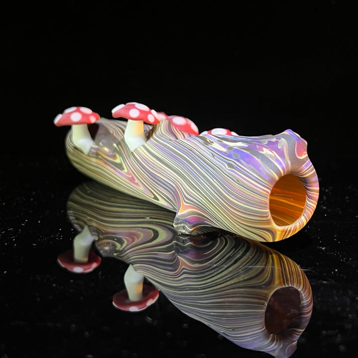 Wood Grain Mushroom Steam Roller Glass Pipe Wazoo Glass   