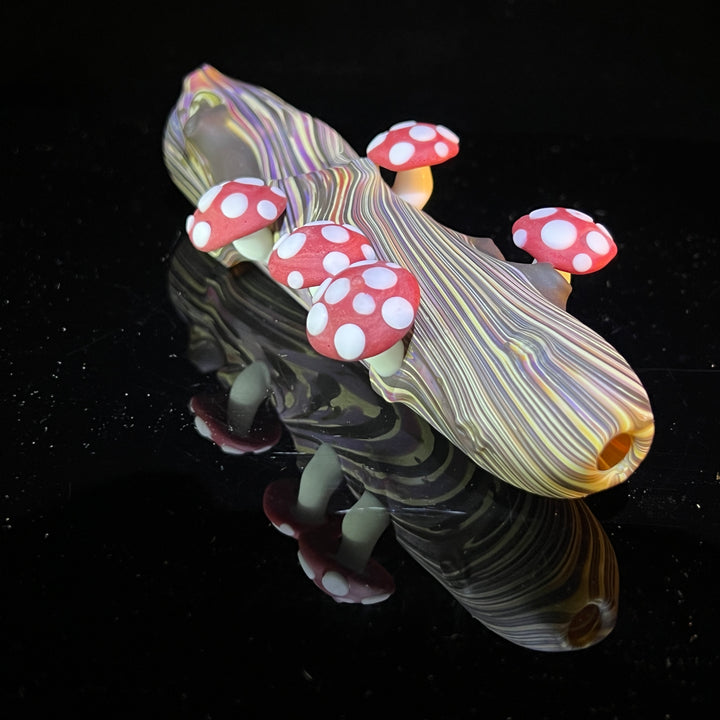 Wood Grain Mushroom Steam Roller Glass Pipe Wazoo Glass   