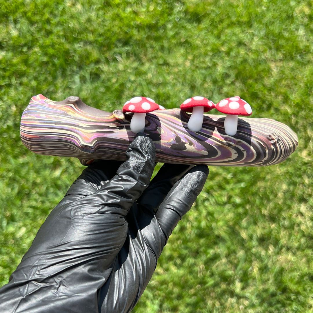 Wood Grain Mushroom Steam Roller Glass Pipe Wazoo Glass   