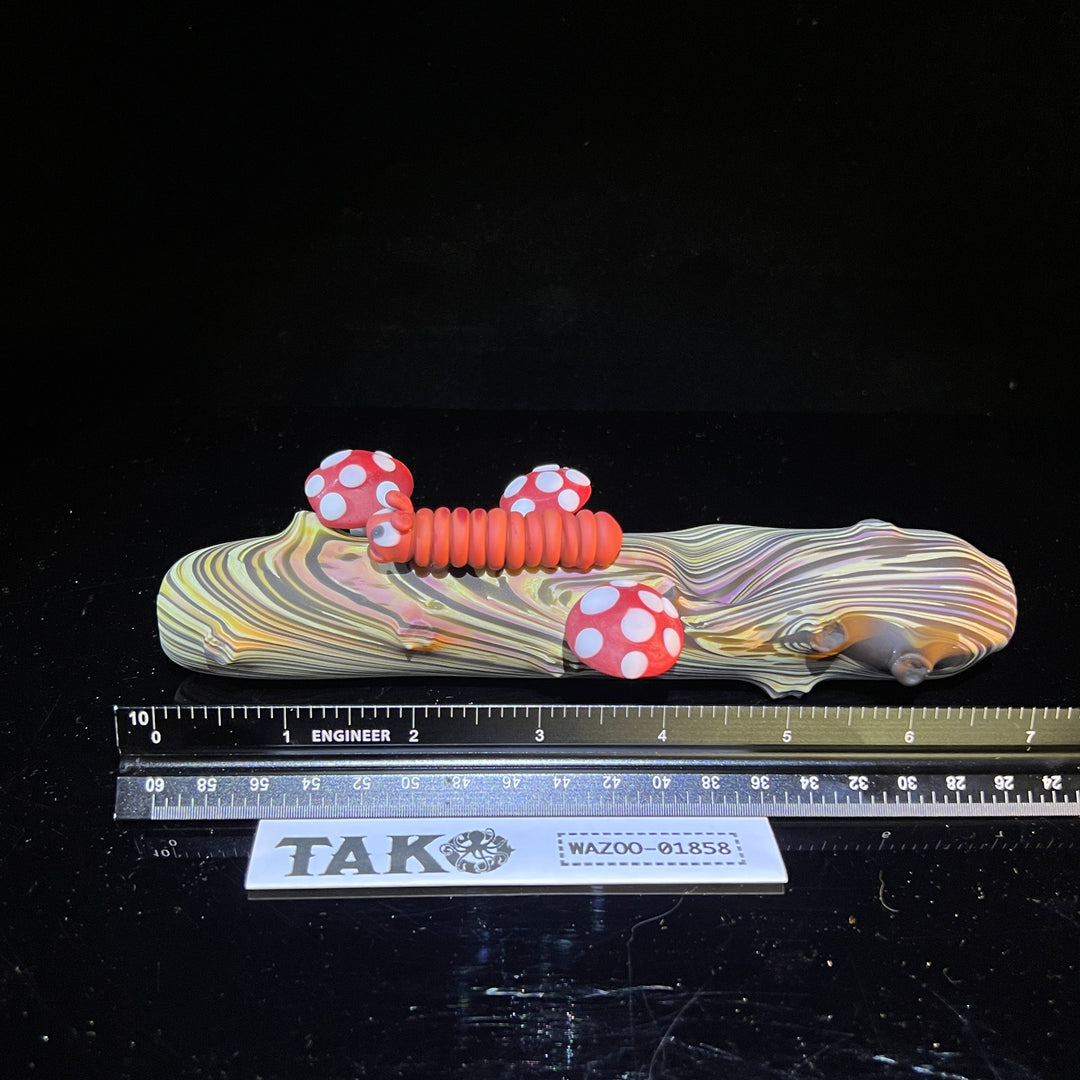 Woodgrain Mushroom and Caterpillar Steam Roller Glass Pipe Wazoo Glass   