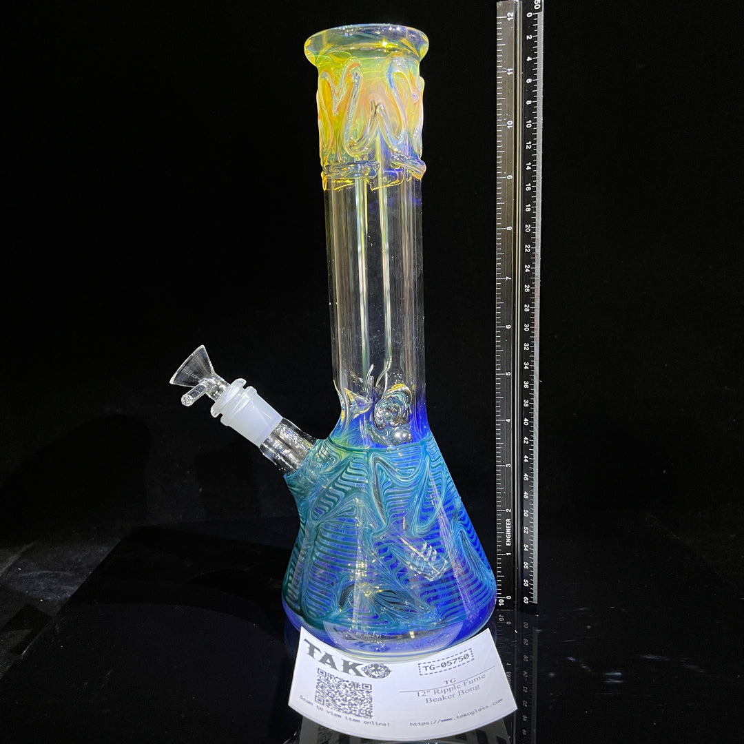 12" Ripple Fume Beaker Bong Glass Pipe TG   