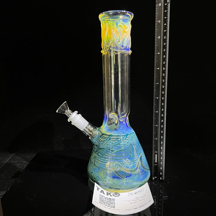 12" Ripple Fume Beaker Bong Glass Pipe TG   