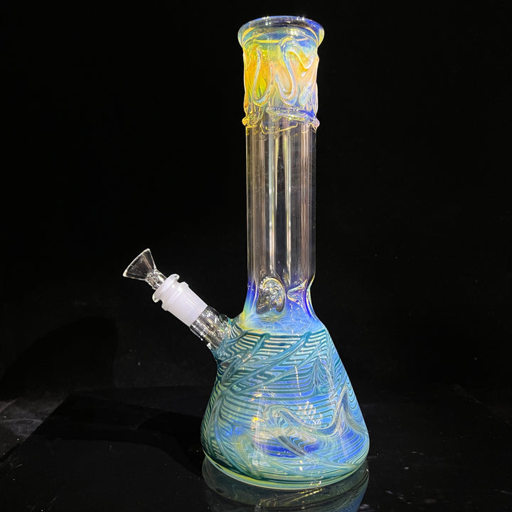 12" Ripple Fume Beaker Bong Glass Pipe TG   