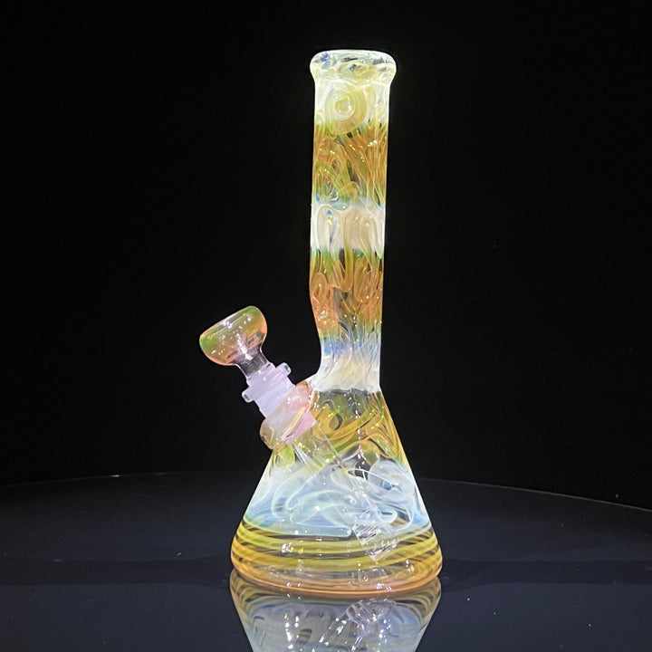 9" Fumed Squiggle Beaker Bong Glass Pipe Mary Jane's Glass