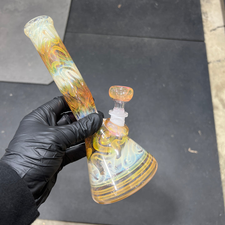 9" Fumed Squiggle Beaker Bong Glass Pipe Mary Jane's Glass