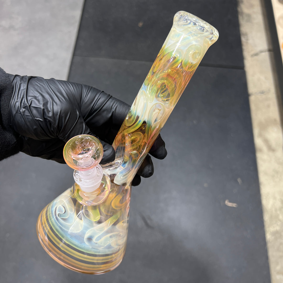 9" Fumed Squiggle Beaker Bong Glass Pipe Mary Jane's Glass