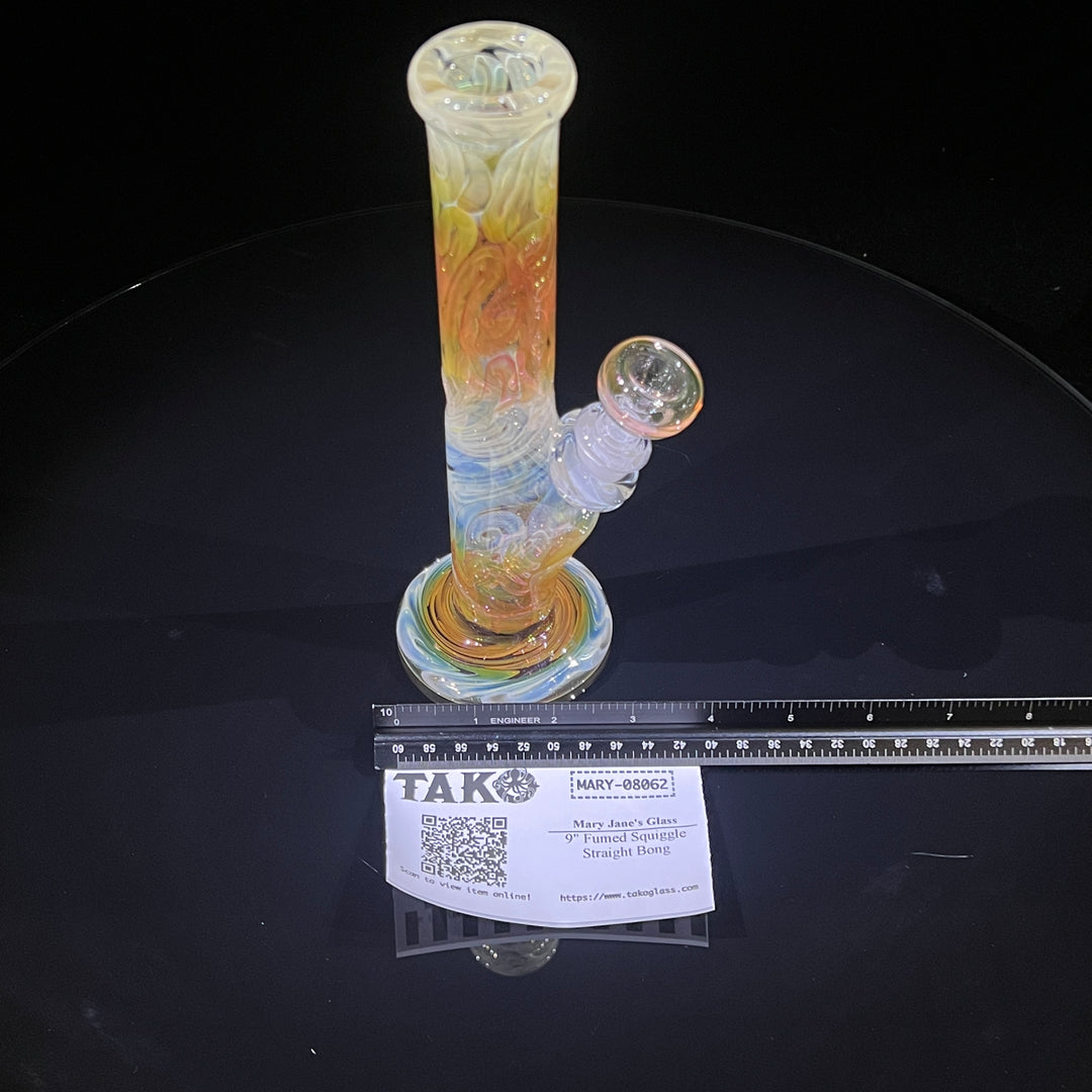 9" Fumed Squiggle Straight Bong Glass Pipe Mary Jane's Glass