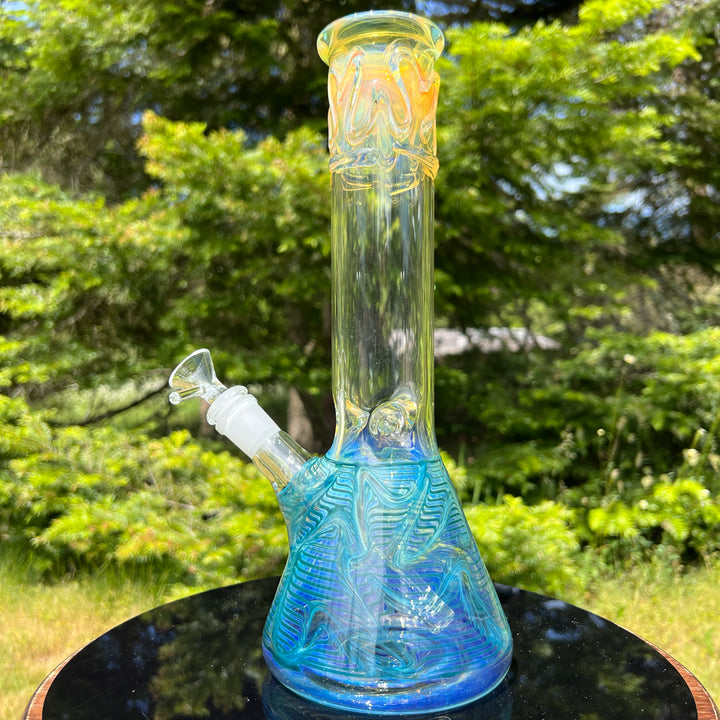 12" Ripple Fume Beaker Bong Glass Pipe TG   