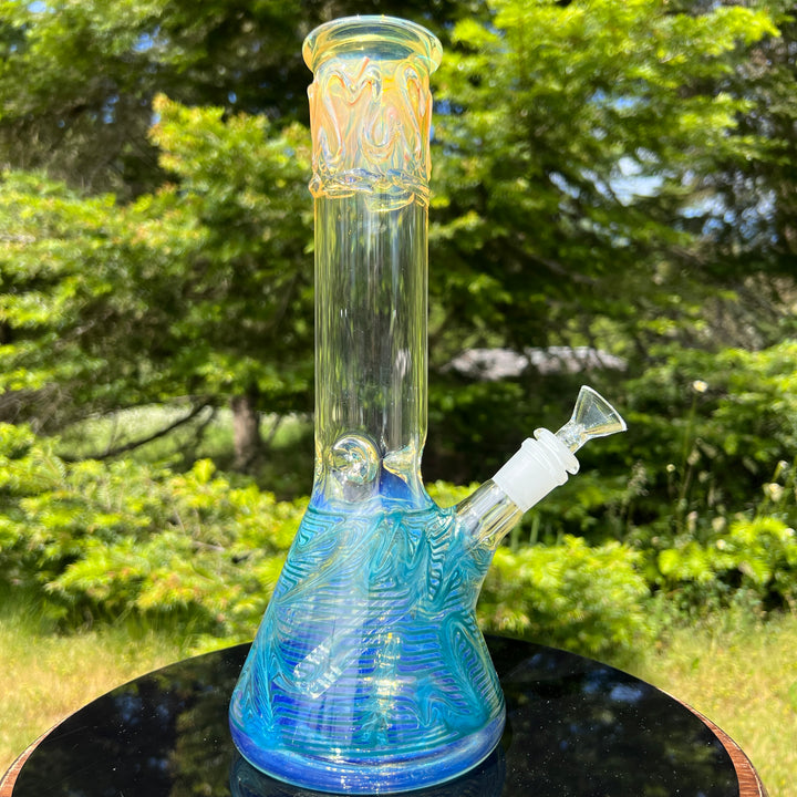 12" Ripple Fume Beaker Bong Glass Pipe TG   