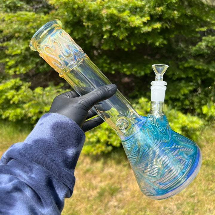 12" Ripple Fume Beaker Bong Glass Pipe TG   