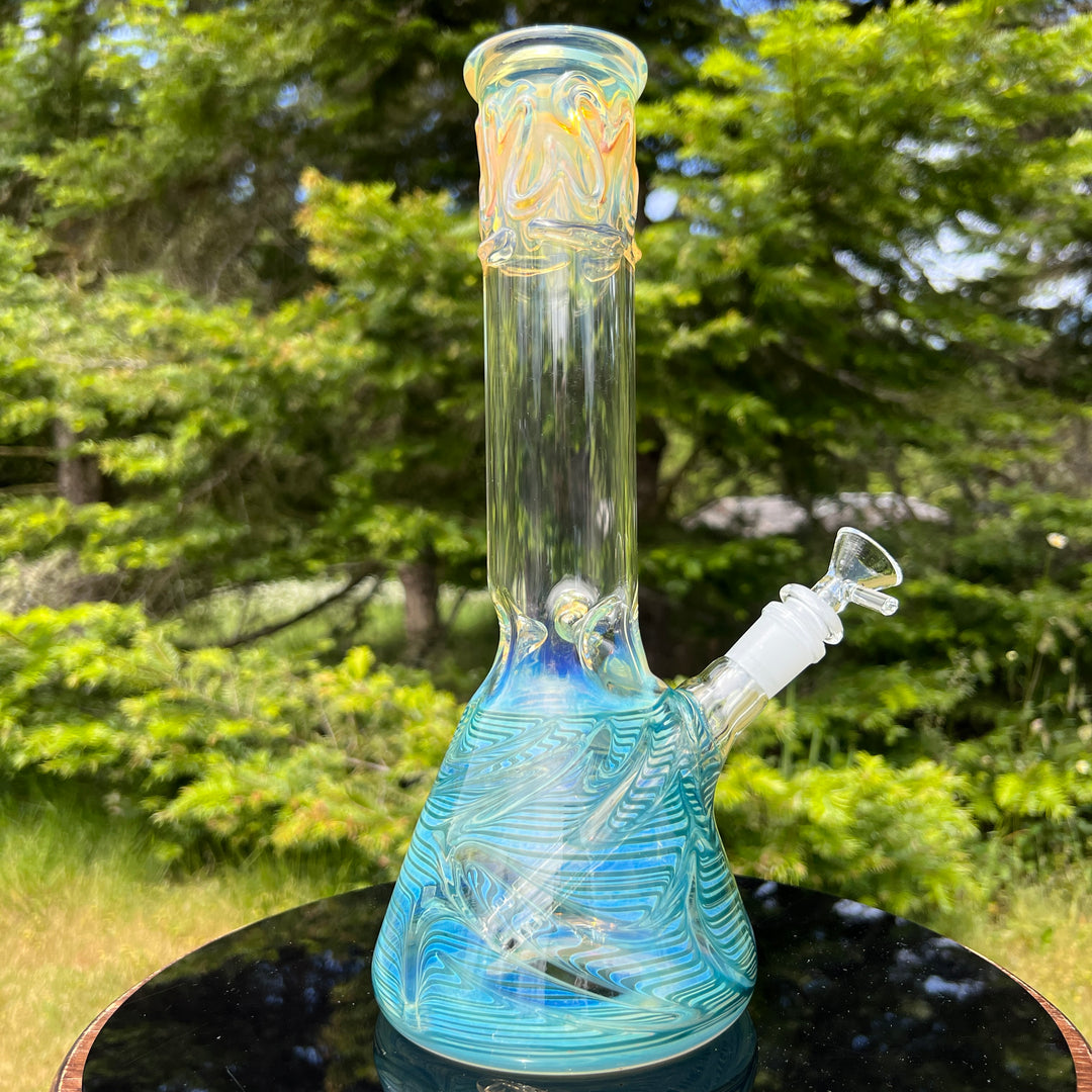 12" Ripple Fume Beaker Bong Glass Pipe TG   