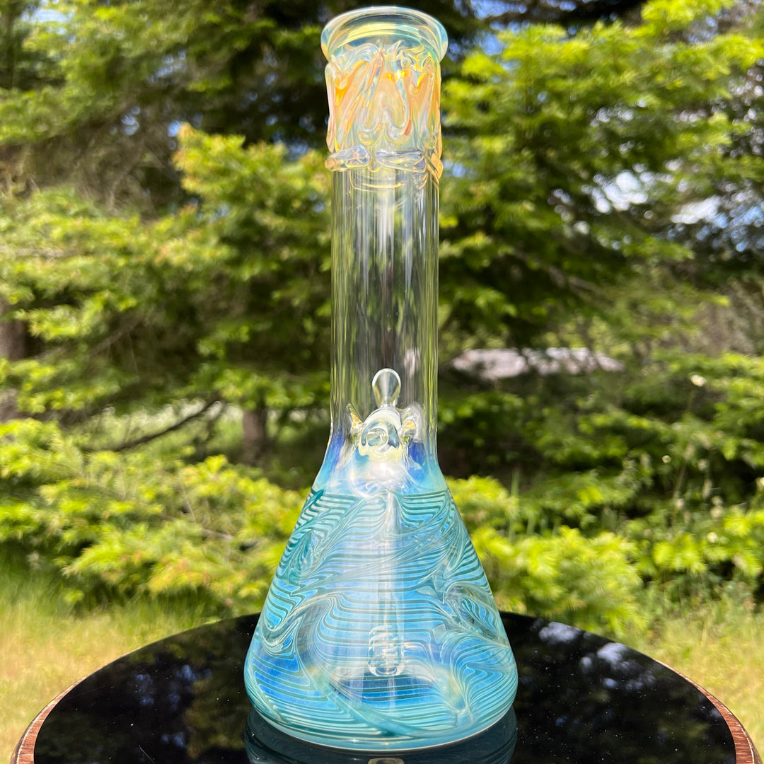 12" Ripple Fume Beaker Bong Glass Pipe TG   