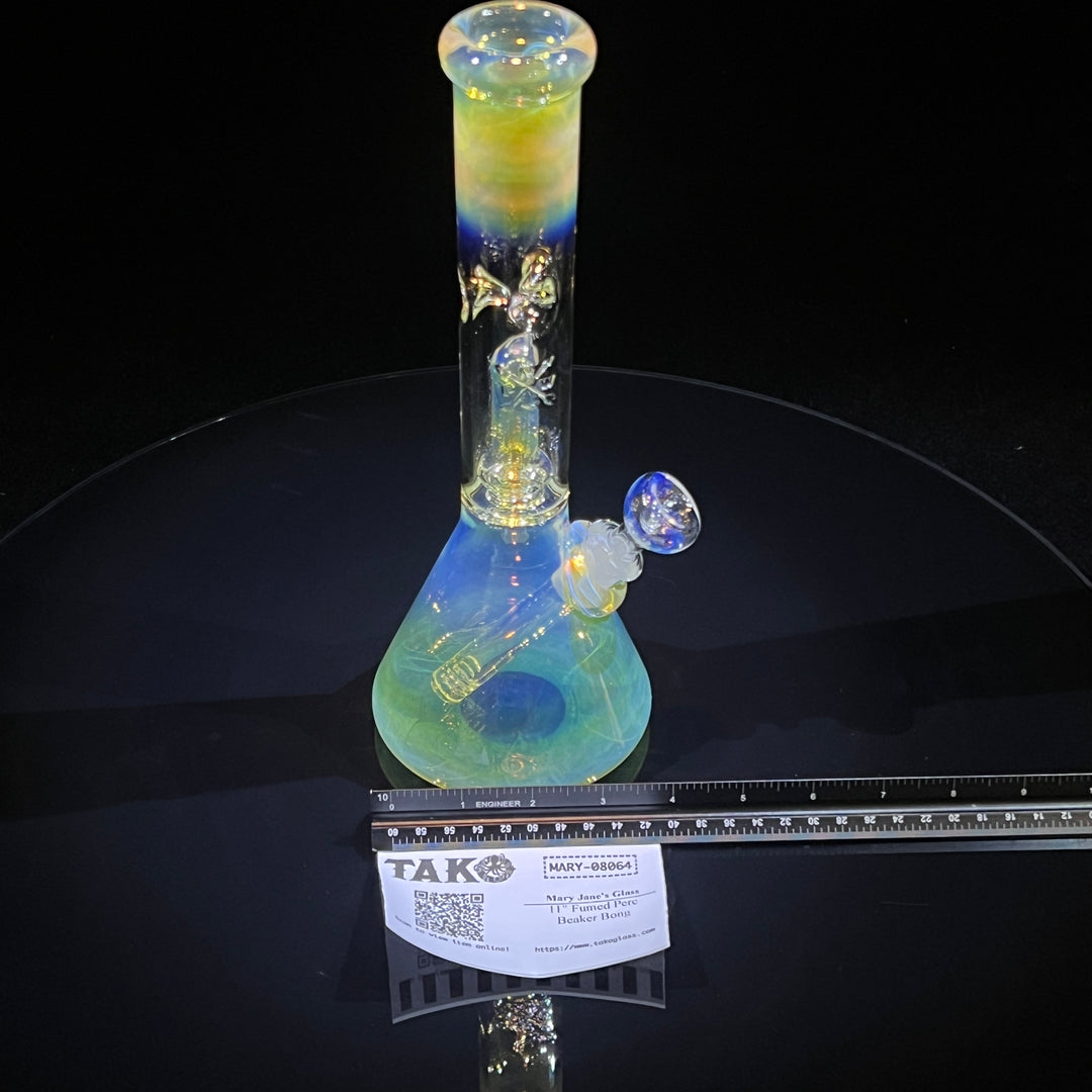 11" Fumed Perc Beaker Bong Glass Pipe Mary Jane's Glass