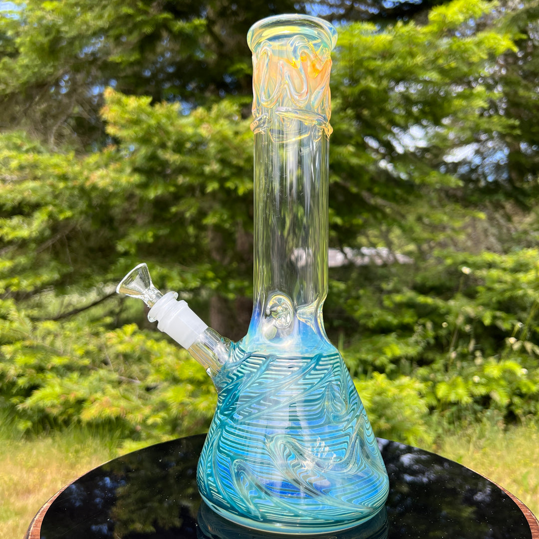 12" Ripple Fume Beaker Bong Glass Pipe TG   