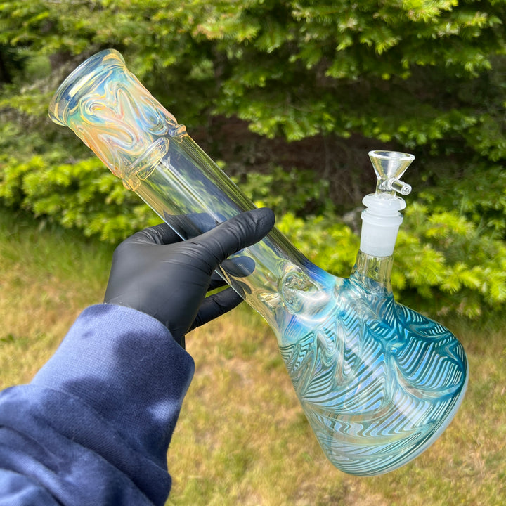 12" Ripple Fume Beaker Bong Glass Pipe TG   