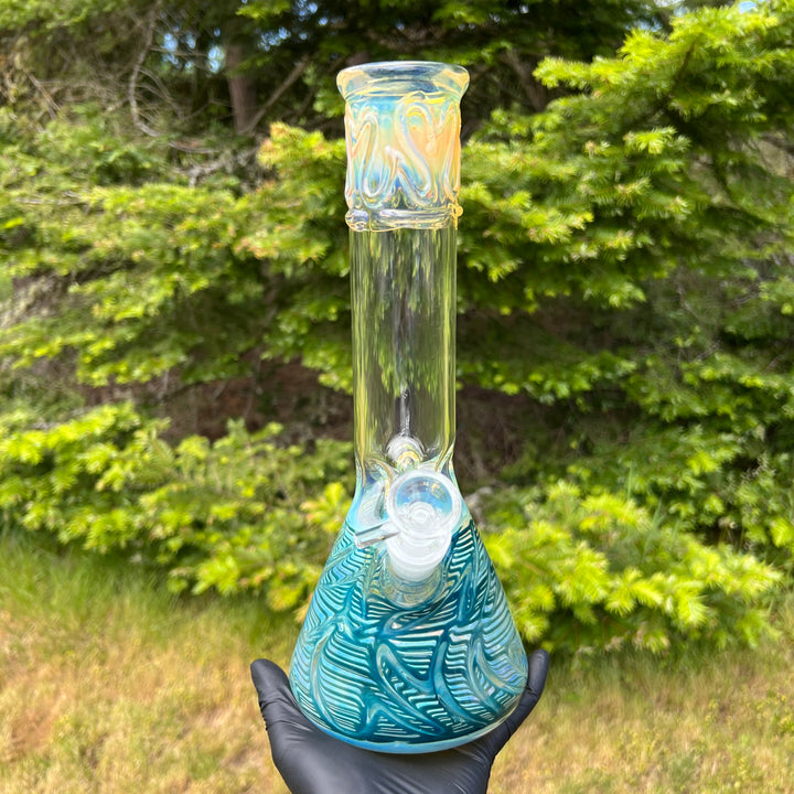 12" Ripple Fume Beaker Bong Glass Pipe TG   