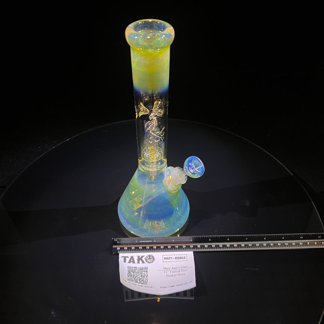 11" Fumed Perc Beaker Bong Glass Pipe Mary Jane's Glass