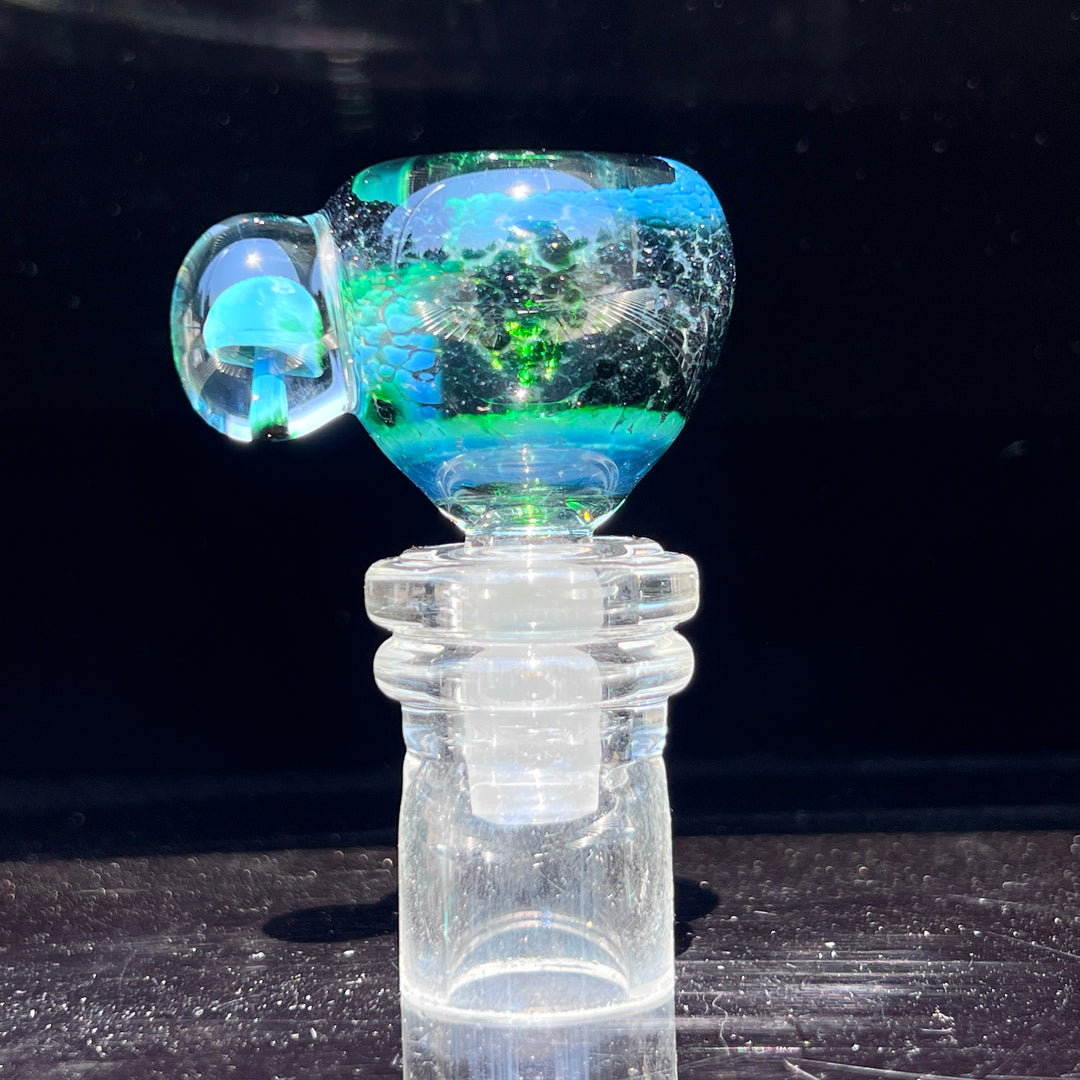 14 mm Exp Green Mushroom PullSlide Accessory Beezy Glass   