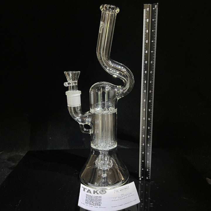 12" Seed Of Life Pillars Beaker Bong Glass Pipe TG   