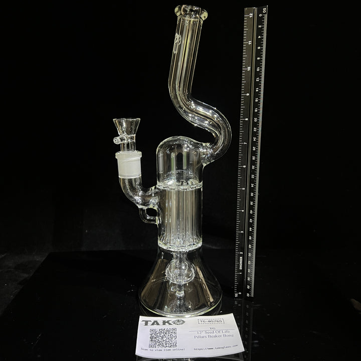 12" Seed Of Life Pillars Beaker Bong Glass Pipe TG   