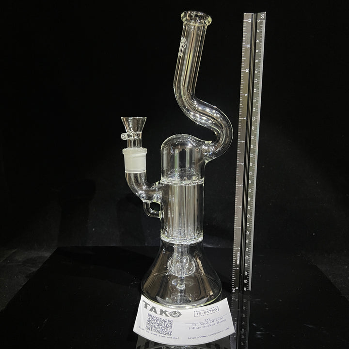 12" Seed Of Life Pillars Beaker Bong Glass Pipe TG   