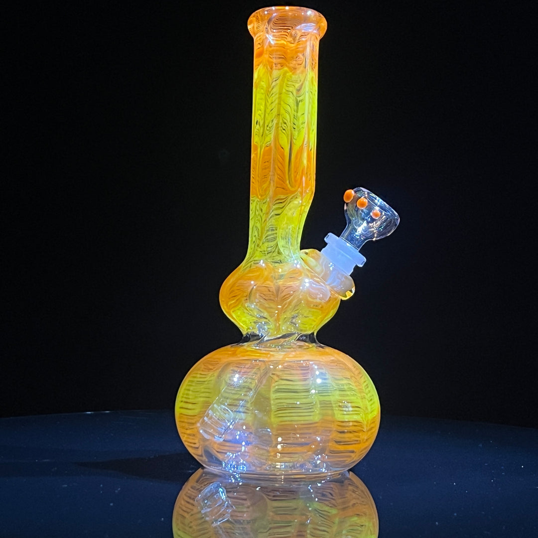 9" Orange Koi Double Bubble Bong Glass Pipe Mary Jane's Glass