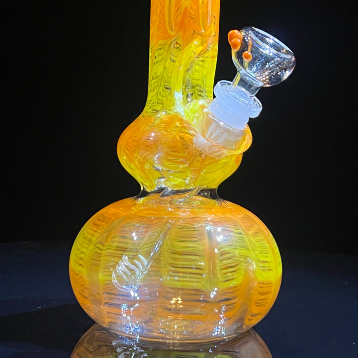 9" Orange Koi Double Bubble Bong Glass Pipe Mary Jane's Glass