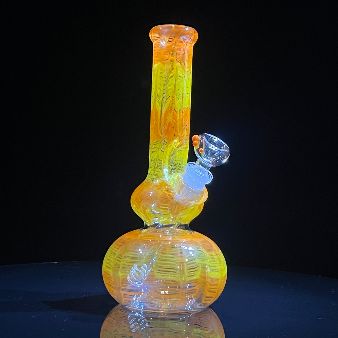 9" Orange Koi Double Bubble Bong Glass Pipe Mary Jane's Glass